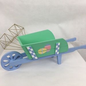 Large Springtime Green Blue Pink Yellow White Wheelbarrow